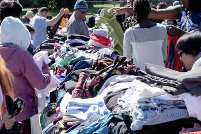 Free clothing at a Big Give event.